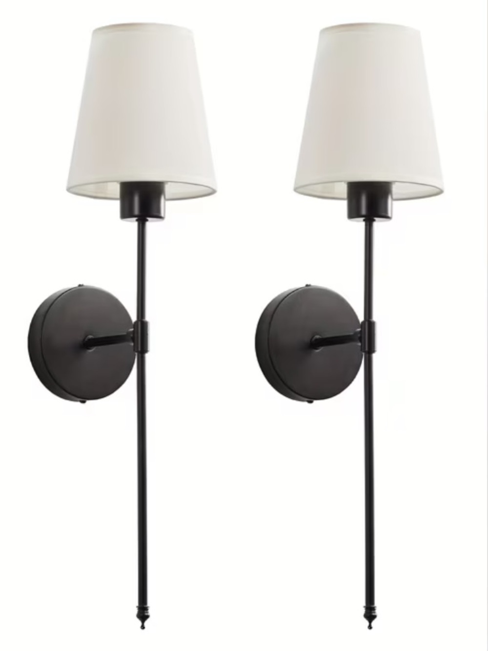 Black Wall Lantern Sconce Pair with White Shades - Modern Home Accent